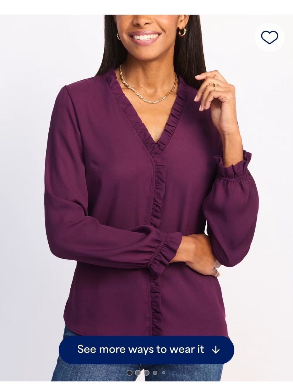 Fortune + Ivy Women's Ruffle V-Neck Blouse in Wine
